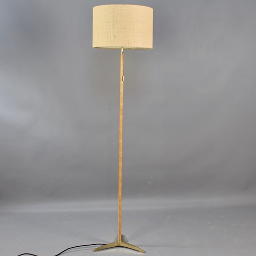 Midcentury Leather Wrapped Floor Light