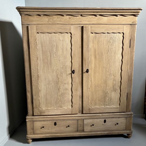 Antique Provincial Bleached Oak Cupboard