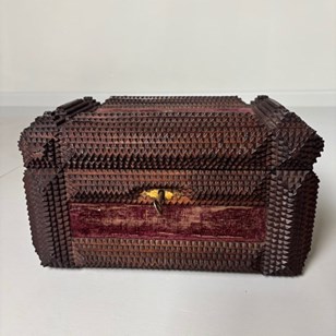 Antique Tramp Art Casket Box