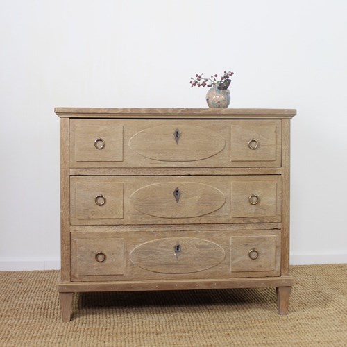 Antique Small Bleached Oak Chest Of Drawers