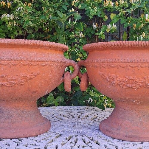 A Pair Of Elegant Handmade Terracotta Jardiniere Planters