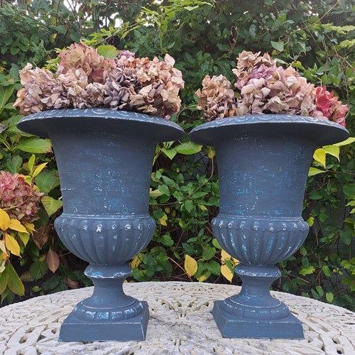 Large Pair Of French Painted Cast Iron Jardinieres