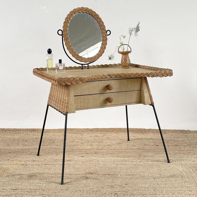 Mid Century Rattan & Wood Dressing Table By Louis Sognot-soap-and-salvation-img-3890-main-638297819884448838.jpg