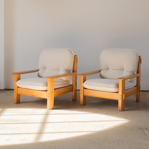 Pair Of Large Scale 1960'S Danish Armchairs