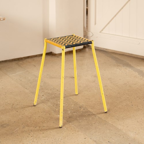 1950'S Painted Metal And Woven Leather Occassional Stool Or Table