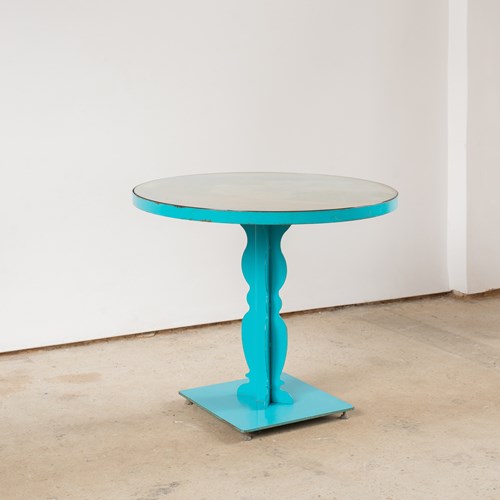 Mid Century Italian Cafe Table With Glass Top