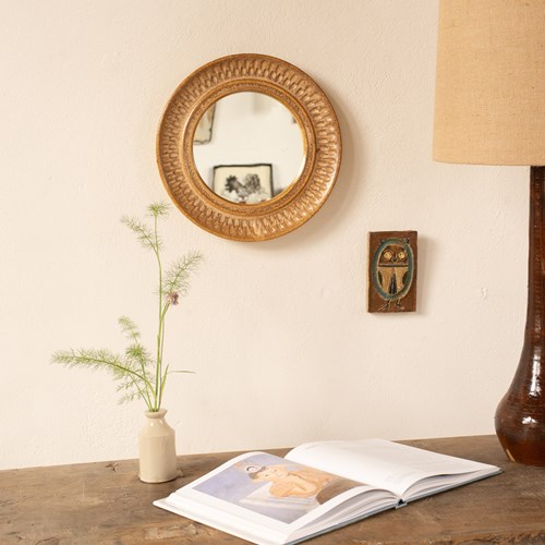 Circular 1970'S French Ceramic Mirror