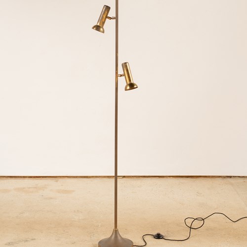 1950'S Brass Lamp With Two Gimbled Spotlights