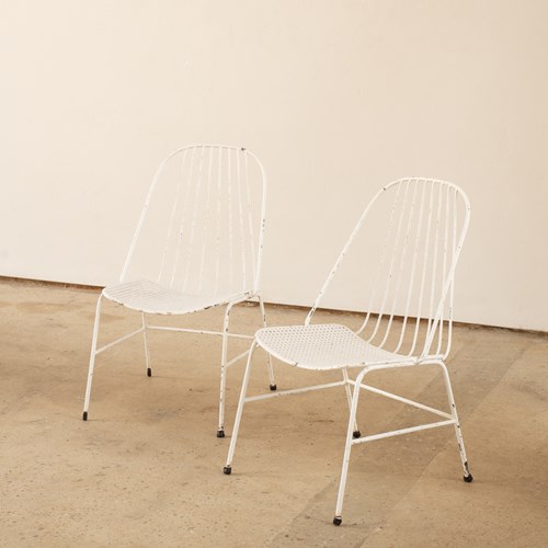 Pair Of Metal Garden Lounge Chairs C1950