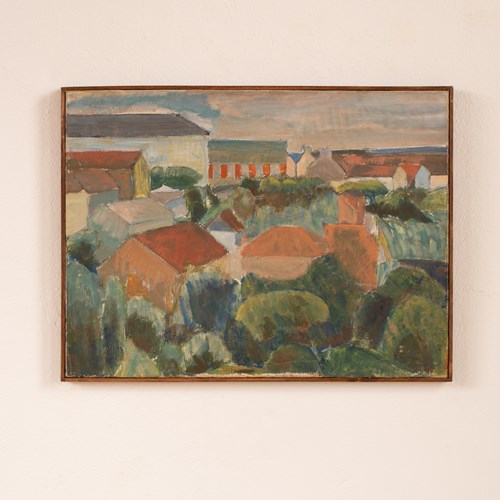 Mid Century French Oil On Canvas Of A Landscape