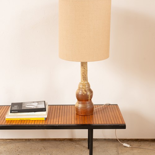 Studio Pottery Table Lamp With Hessian Shade C1960