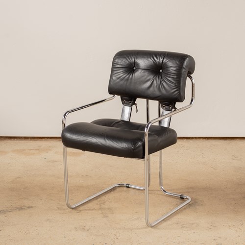 Leather And Chrome Chair By Guido Faleschini For Tucroma, C1970