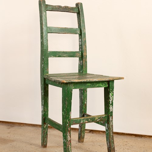 Eastern European Peasants Chair In Original Green Paint C1880