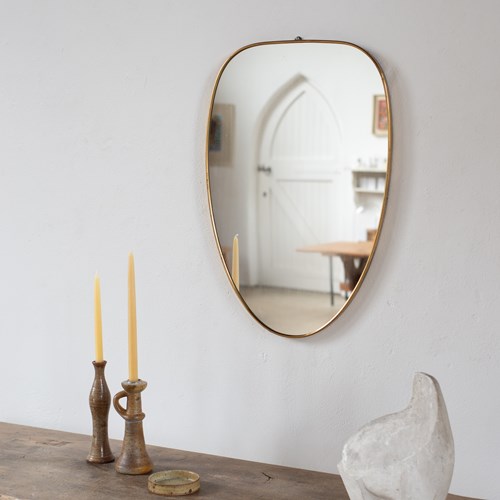 1950S Italian Brass Framed Shield Mirror