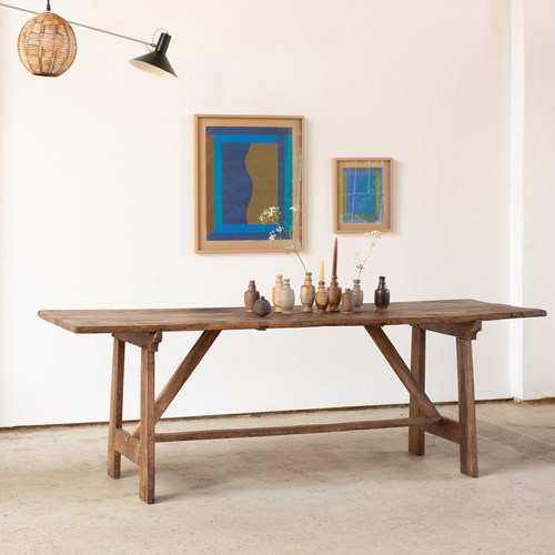 19Th-Century Spanish Chestnut Wood Dining Table