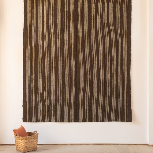 1960'S Flat Weave Striped Kilim In Goat Hair And Wool