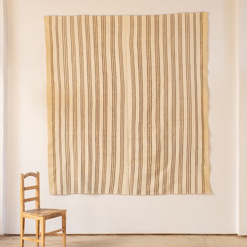 Flat Weave Striped Kilim In  Cotton And Wool C1960