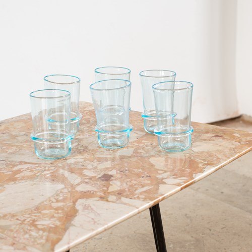 A Pair Vintage Hand-Blown Blue Glasses , Murano C1960