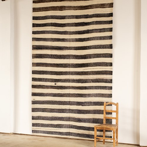 Vintage Undyed Goat Hair And Wool  Kilim From Turkey, C1960