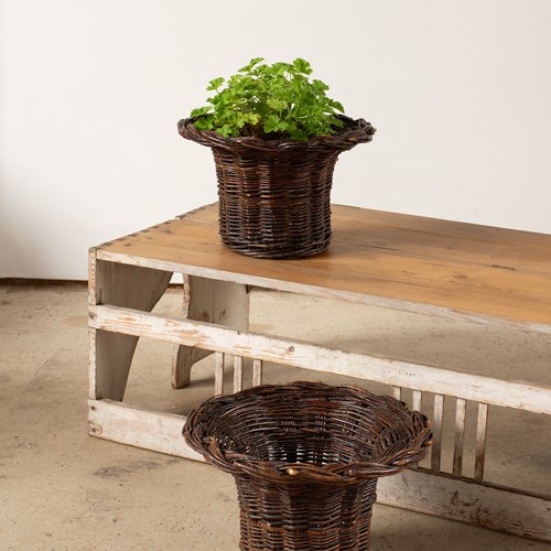 Woven Wicker "Top Hat"  Basket Planter