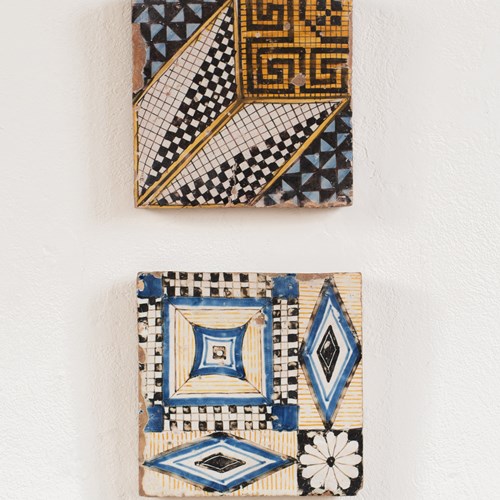 Antique Handmade Painted Spanish Tiles 