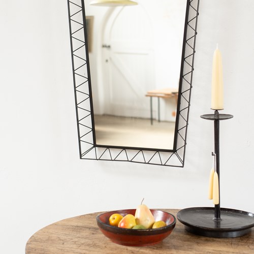 Mid-Century Italian Black Metal Mirror