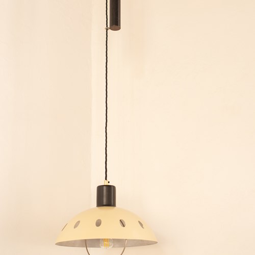 1950'S Italian Brass And Metal Counter Balance Ceiling Lamp