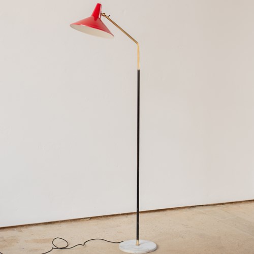 Brass And Marble Floor Lamp, Italy C1950