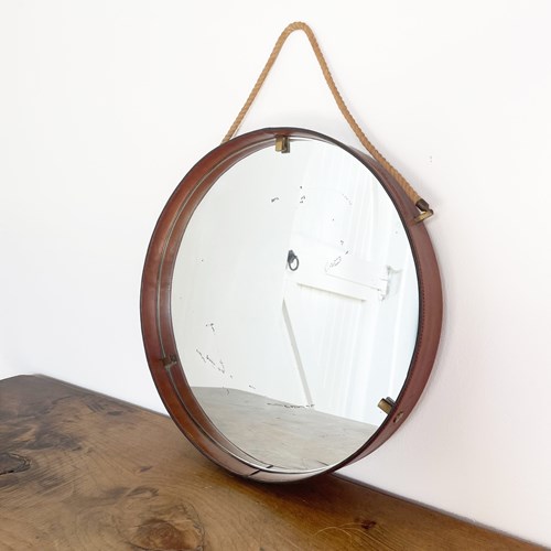 1970'S Leather Framed Hanging Mirror