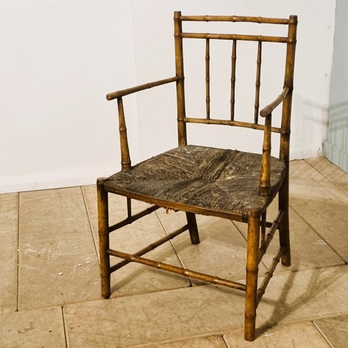 Regency Faux Bamboo Painted Arm Chair