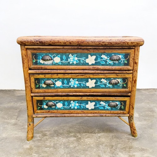 Mid-Century Bamboo And Rattan Chest Of Drawers 