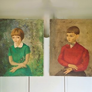 Pair Of French Portraits Oil On Can...