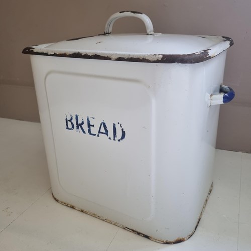 Large Vintage Enameled Bread Bin