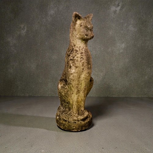 Large Vintage Weathered Cat Statue