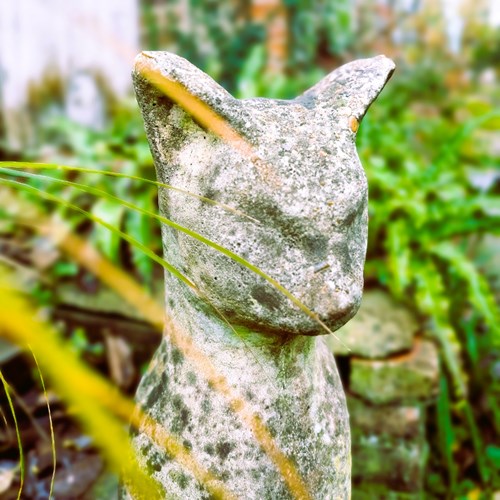 Large Vintage Weathered Cat Statue