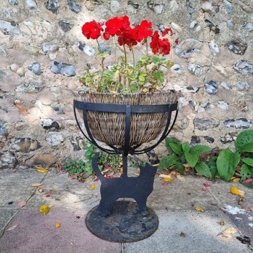Vintage Wrought Iron Planter - One Cat Base