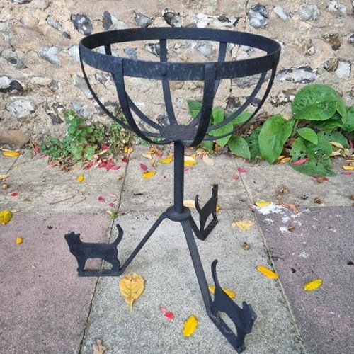Vintage Wrought Iron Planter - Three Cats Base