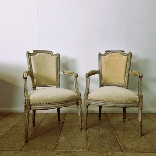 Pair Of French 18Th Century Louis XVI Period Fauteuils