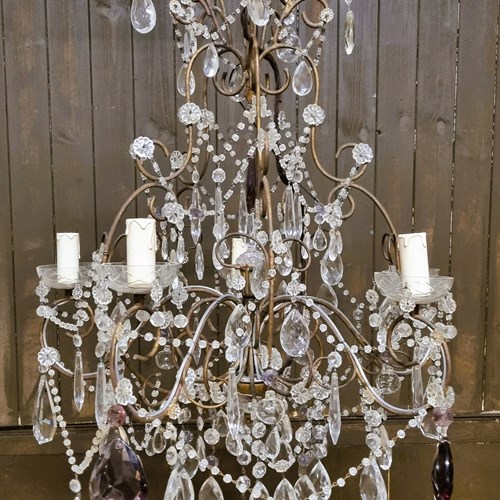 Large French Baroque Crystal Chandelier