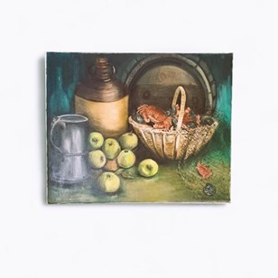Vintage Naive Still Life Oil On Can...