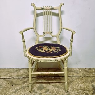 Painted Lyre Back Occasional Chair
