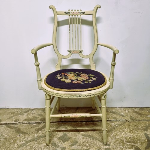 Painted Lyre Back Occasional Chair
