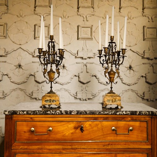 Pair Of French 19Th Century Empire Style Candelabras