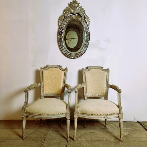 Pair Of French 18Th Century Louis XVI Period Fauteuils