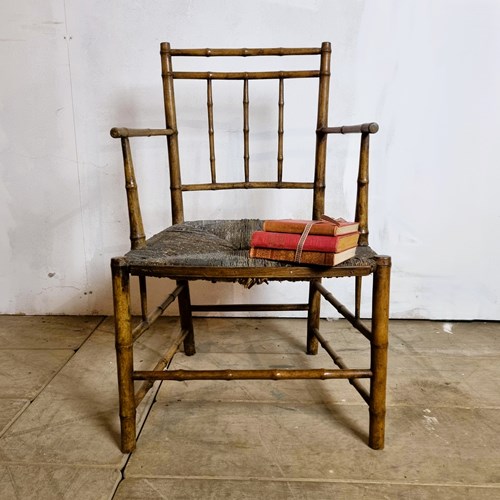 Early 19Th Century Faux Bamboo Painted Armchair