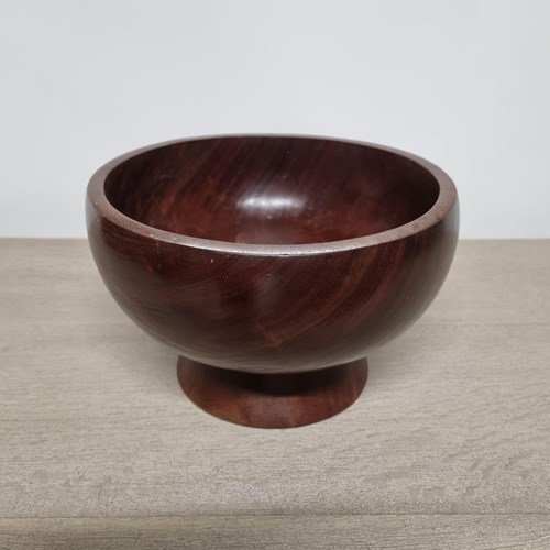 Hand Turned Mid-Century Modern Mahogany Footed Bowl