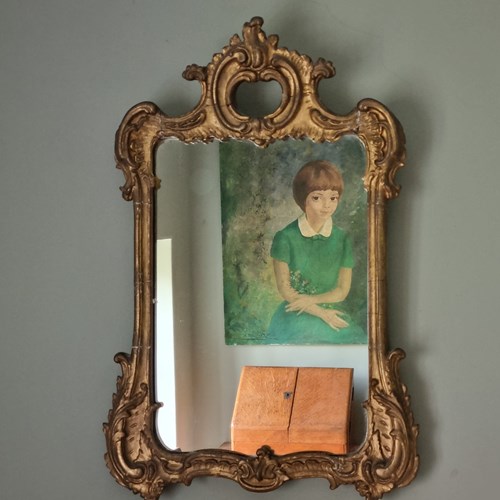 Small Rococo Style Carved Gilt And Gesso Wall Mirror