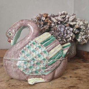 Large 20Th Century Ceramic Goose Tu...
