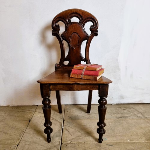 English 19Th Century Country House Mahogany Hall Chair 