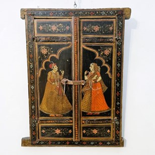 19Th Century Hand Painted Indian Wi...